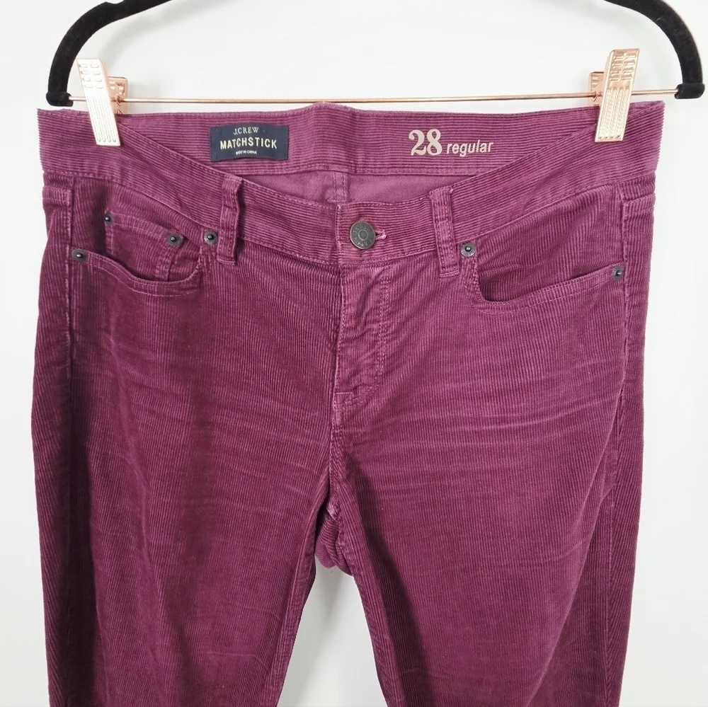 J. Crew Matchstick Corduroy Maroon Women's Size 28 Regular Pants